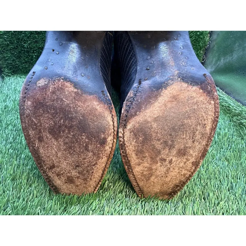 Vintage Nocona Western Boot Men's 7.5 Black Leather Cowboy Equestrian Rodeo